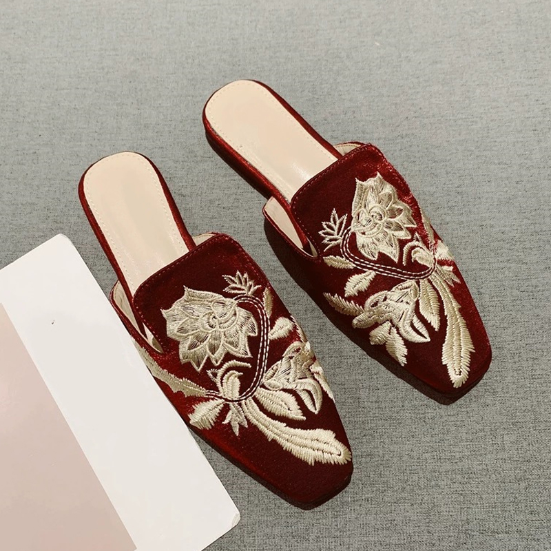 Embroidery Design Free - 2026 ใหม่รองเท้าสตรีย้อนยุคเย็บปักถักร้อยมุลเลอร์รองเท้าแตะสำหรับผู้หญิงแฟชั่นเป่าโถวรองเท้าลำลองนักออกแบบที่หรูหรารองเท้าซาปาตอส มูเยร์