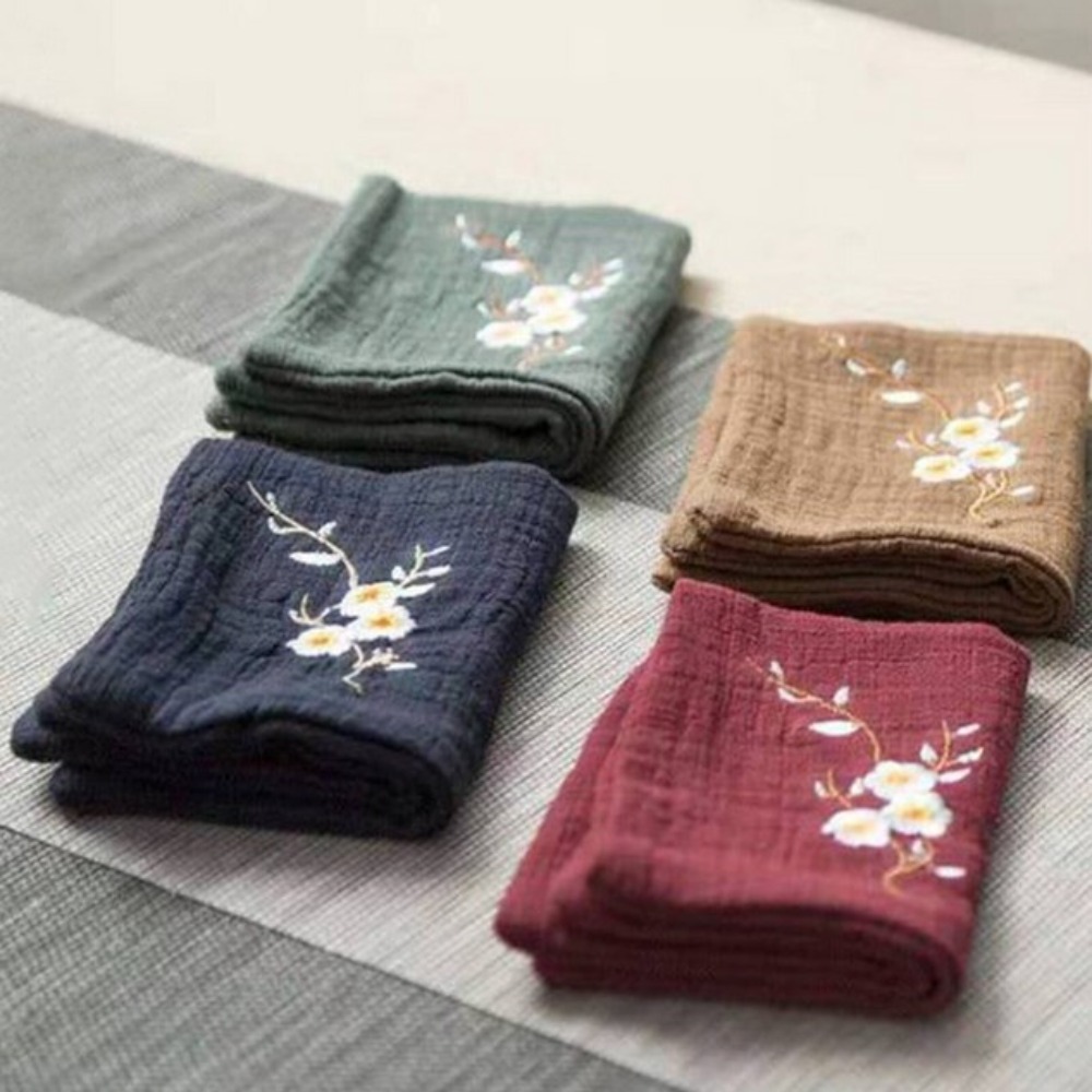 Embroidery Towel - ปฏิบัติผ้าฝ้ายชาน้ําหนักเบาเย็บปักถักร้อยทําความสะอาด Rag การดูดซึมน้ําผ้าฝ้ายนุ่มพิเศษและผ้าขนหนูชาผ้าลินิน