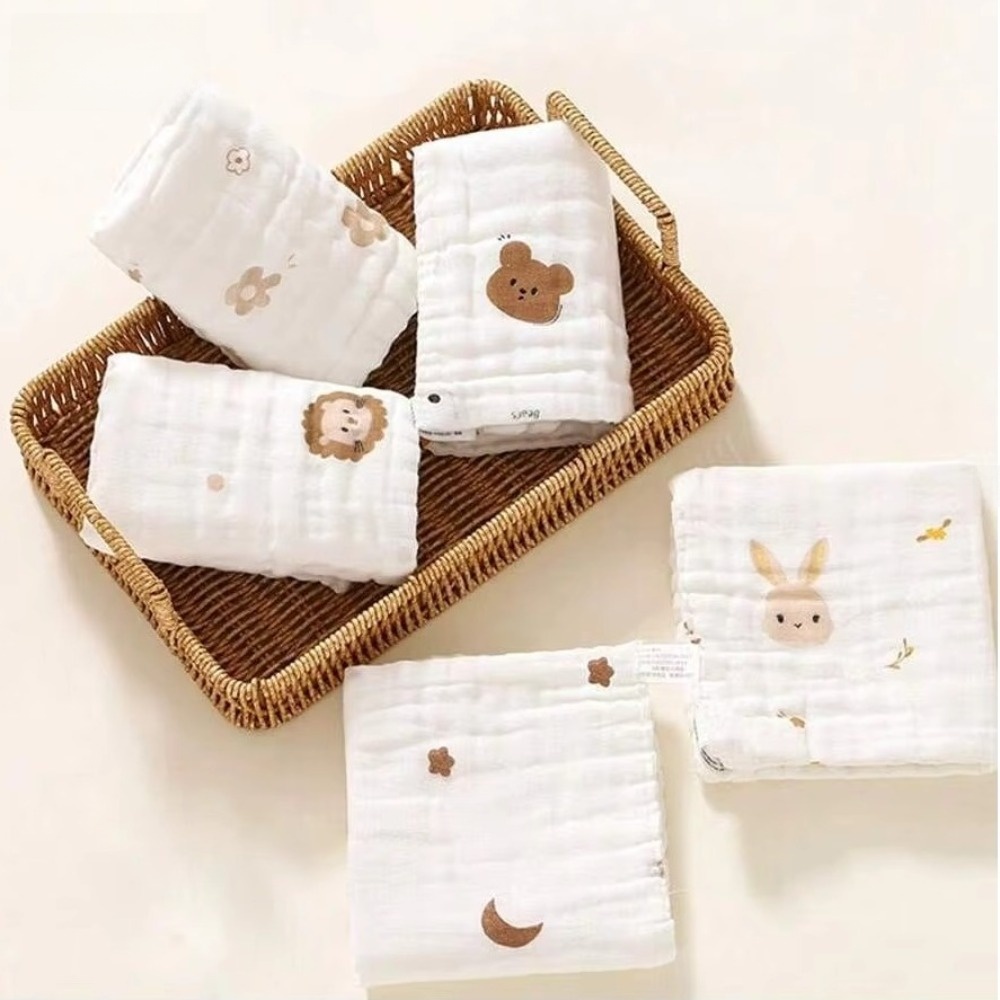 Embroidery Towel - ผ้าเช็ดน้ำลายเด็กอ่อน 2 ชิ้น 6 ชั้น ผ้าฝ้าย