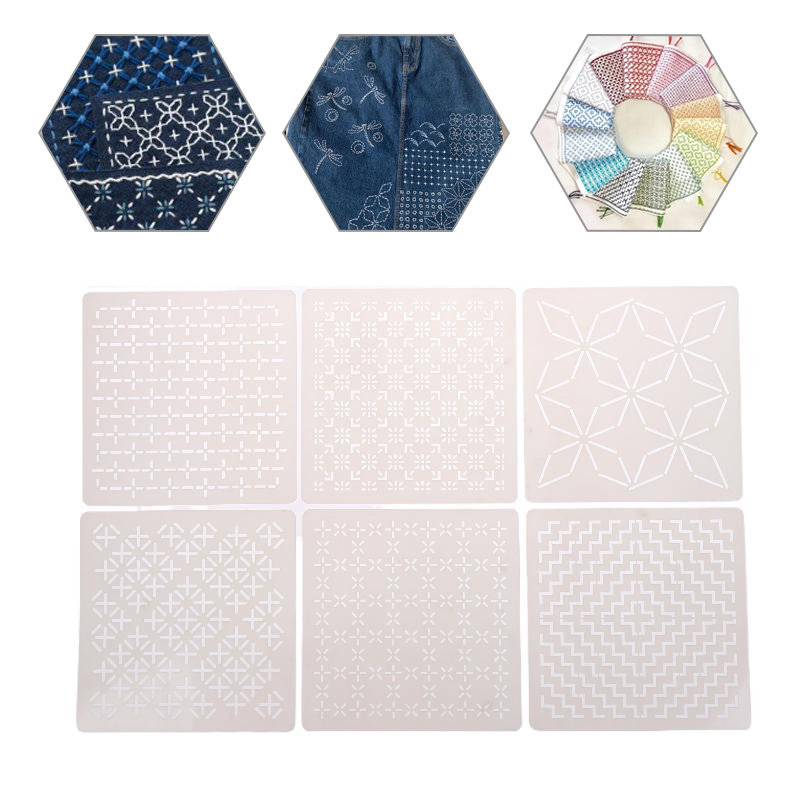 Embroidery And Quilting - แม่แบบลายปักซาชิโก 9 ชิ้น/32 ชิ้น แบบใช้ซ้ำได้ ทำจากวัสดุ