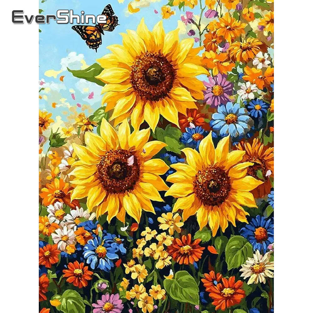 Embroidery Daisy Flower - Disney เพชรภาพวาดดอกไม้ Rose เพชรโมเสค 2024 ชุดใหม่การ์ตูน