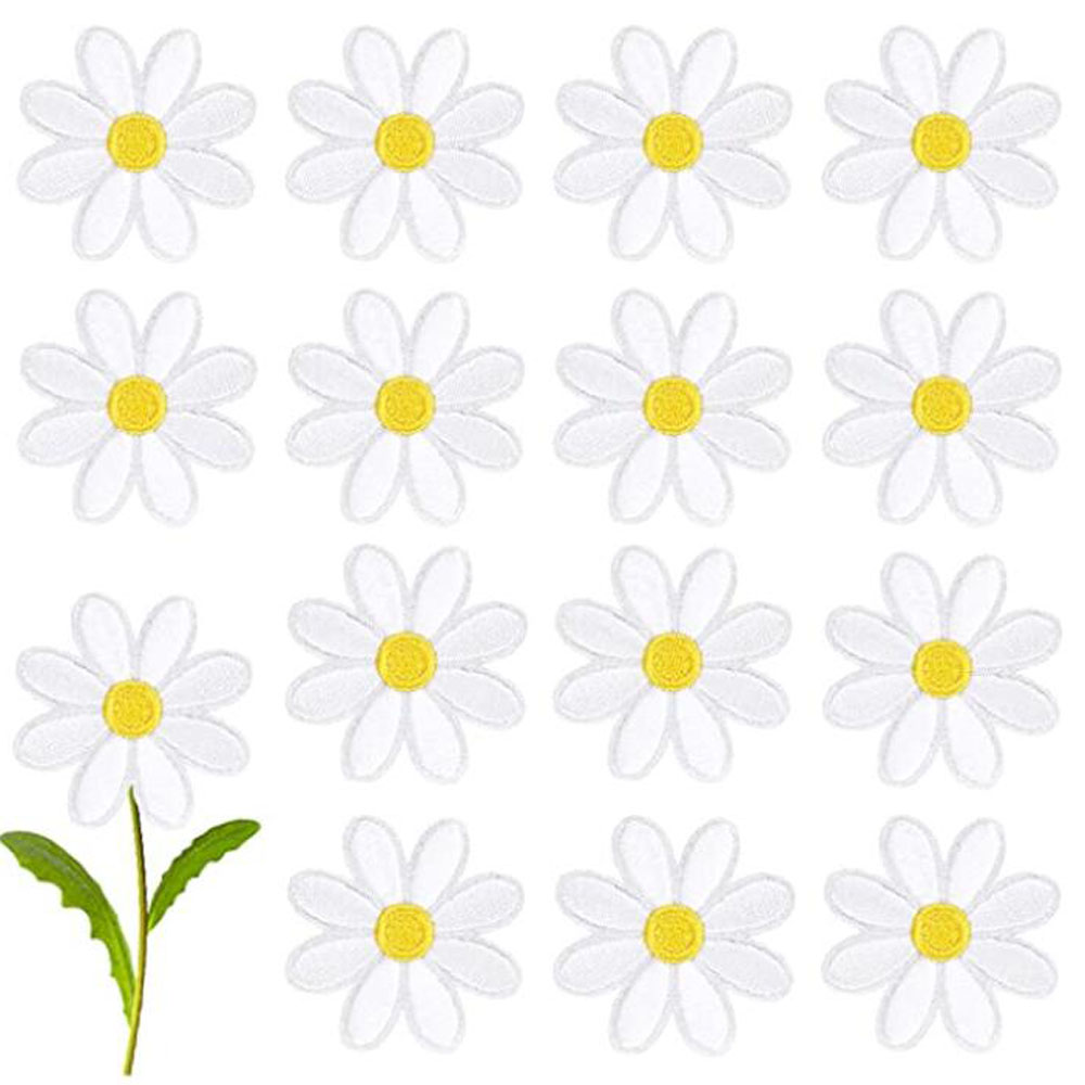 Embroidery Daisy Flower - แพทช์รูปดอกเดซี่ 10 ชิ้น สำหรับรีดติดเสื้อผ้า ปักลาย ตกแต่ง