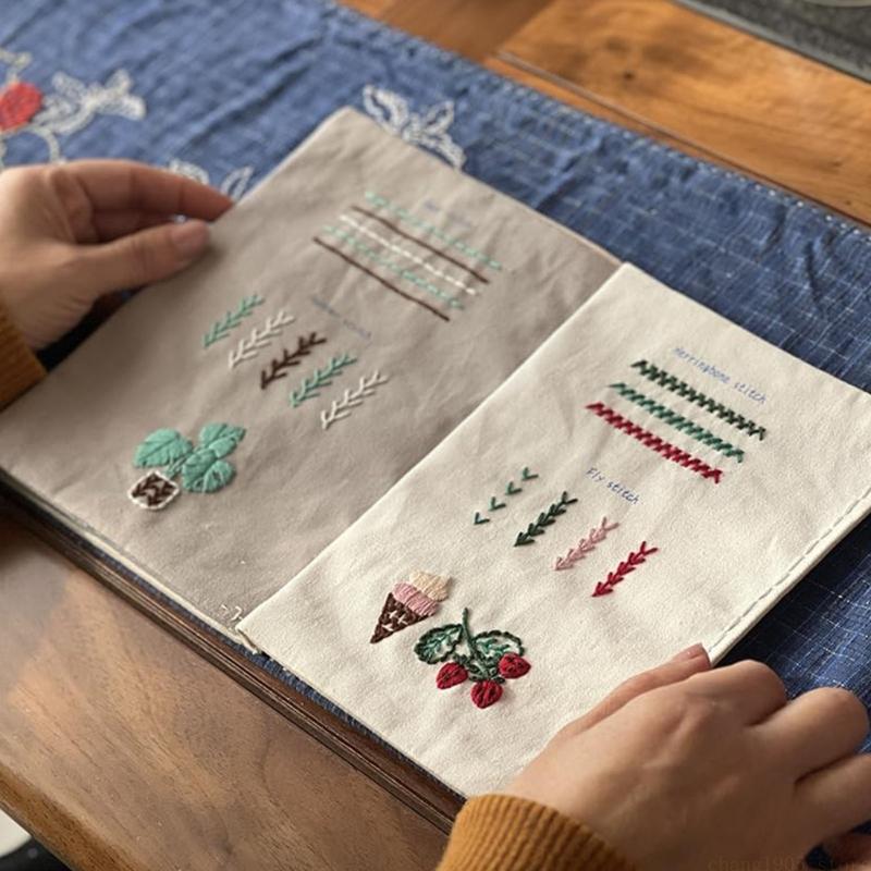 Embroidery Guide Book - คู่มือการเย็บปักถักร้อยผ้าทำด้วยมือ QX2E พร้อมเครื่องมือเย็บผ้าเย็บปักถักร้อย