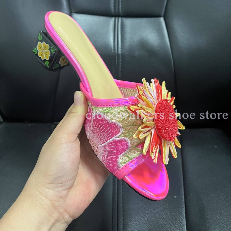 รองเท้าแตะฤดูร้อนประดับดอกทานต - Embroidery Design Free บทวิจารณ์และราคา