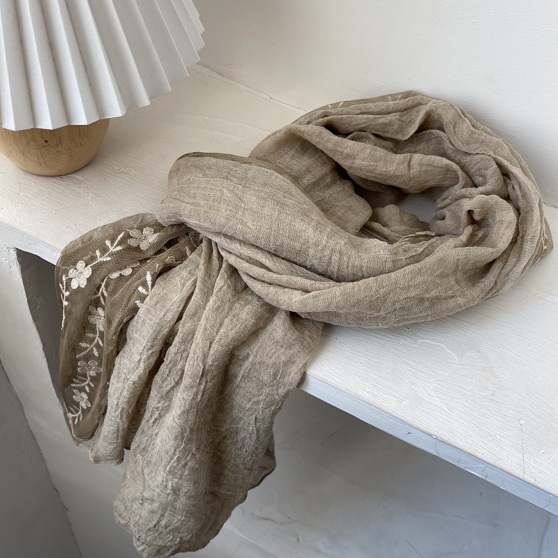 ผ้าพันคอผ้าฝ้ายผสมลินินแต่งลูก - Embroidery Towel บทวิจารณ์และราคา