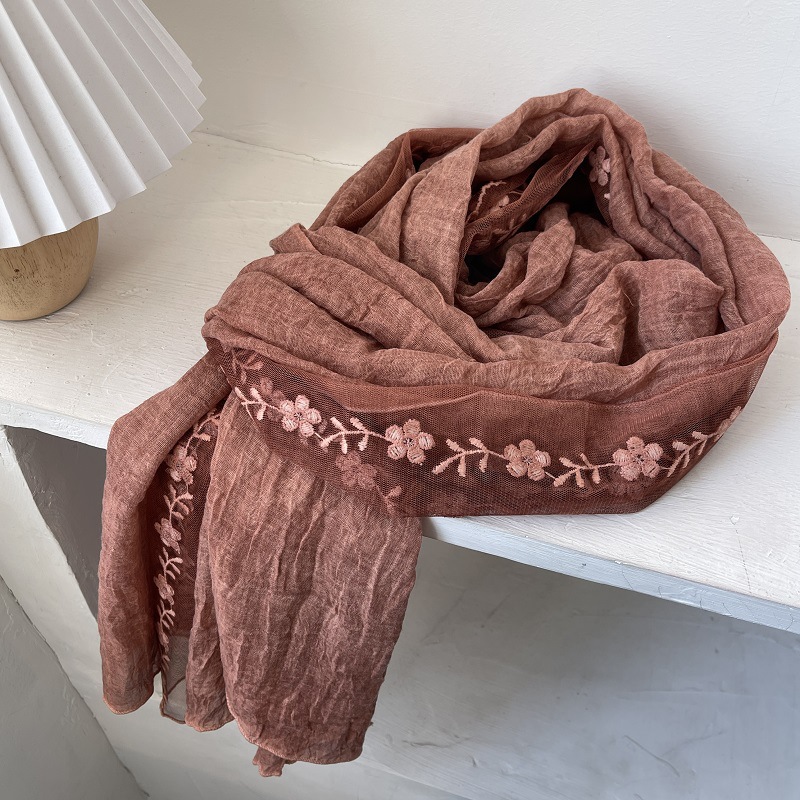 ผ้าพันคอผ้าฝ้ายผสมลินินแต่งลูก - Embroidery Towel บทวิจารณ์และราคา