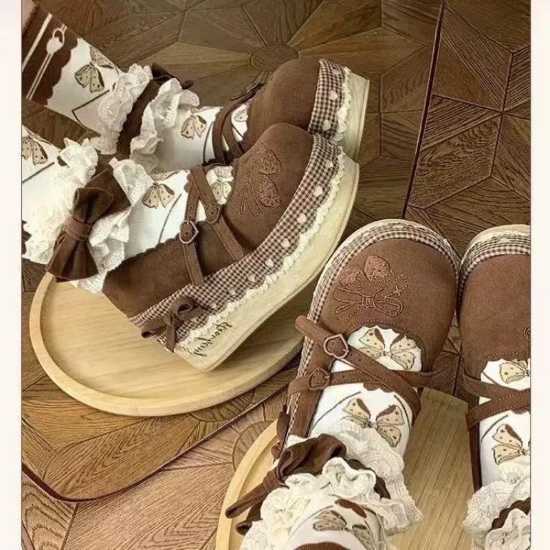 รองเท้าส้นสูงสไตล์โลลิต้า พื้น - Embroidery Print บทวิจารณ์และราคา