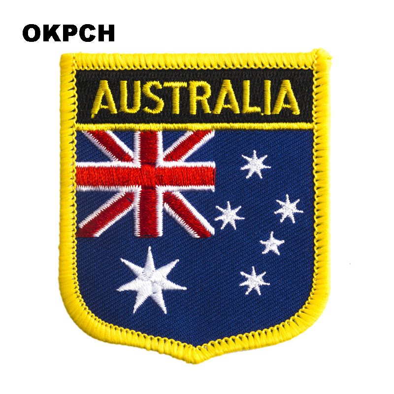 ออสเตรเลียธงโล่รูปร่างเหล็กบนแ - Embroidery In Australia บทวิจารณ์และราคา