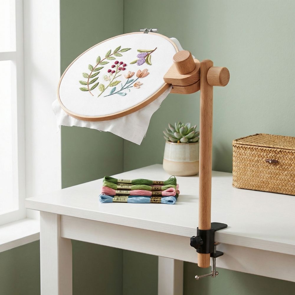 ขาตั้งวงแหวนปักผ้าไม้บีช หมุนไ - Embroidery Zone บทวิจารณ์และราคา