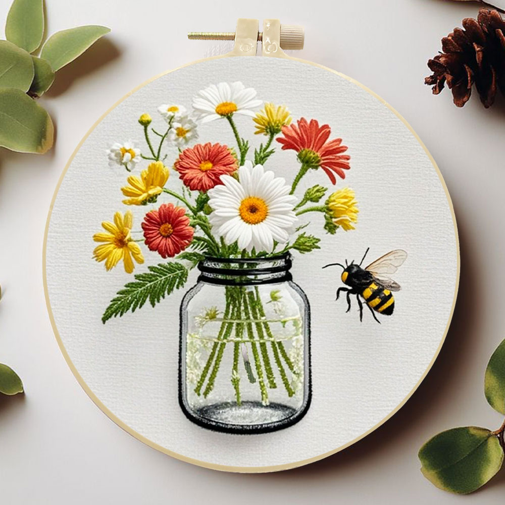 ชุดปักผ้า DIY ลายดอกเดซี่ 1 ชุ - Embroidery Daisy Flower บทวิจารณ์และราคา