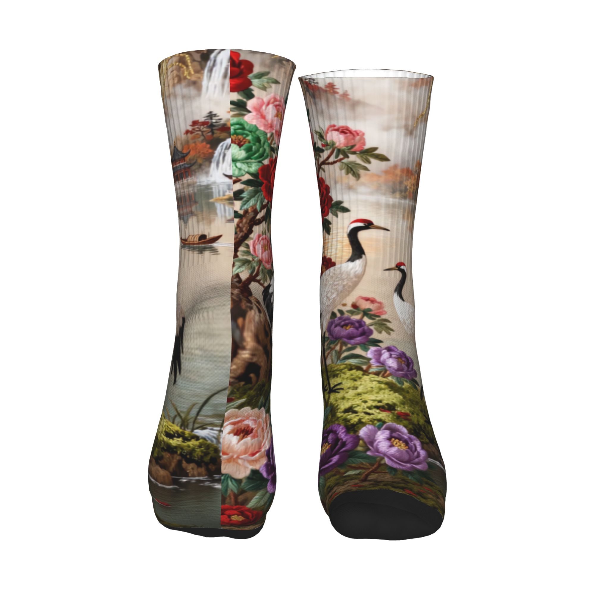 ถุงเท้าลายปักลายกุหลาบสี่ดอก ย - Embroidery Print บทวิจารณ์และราคา