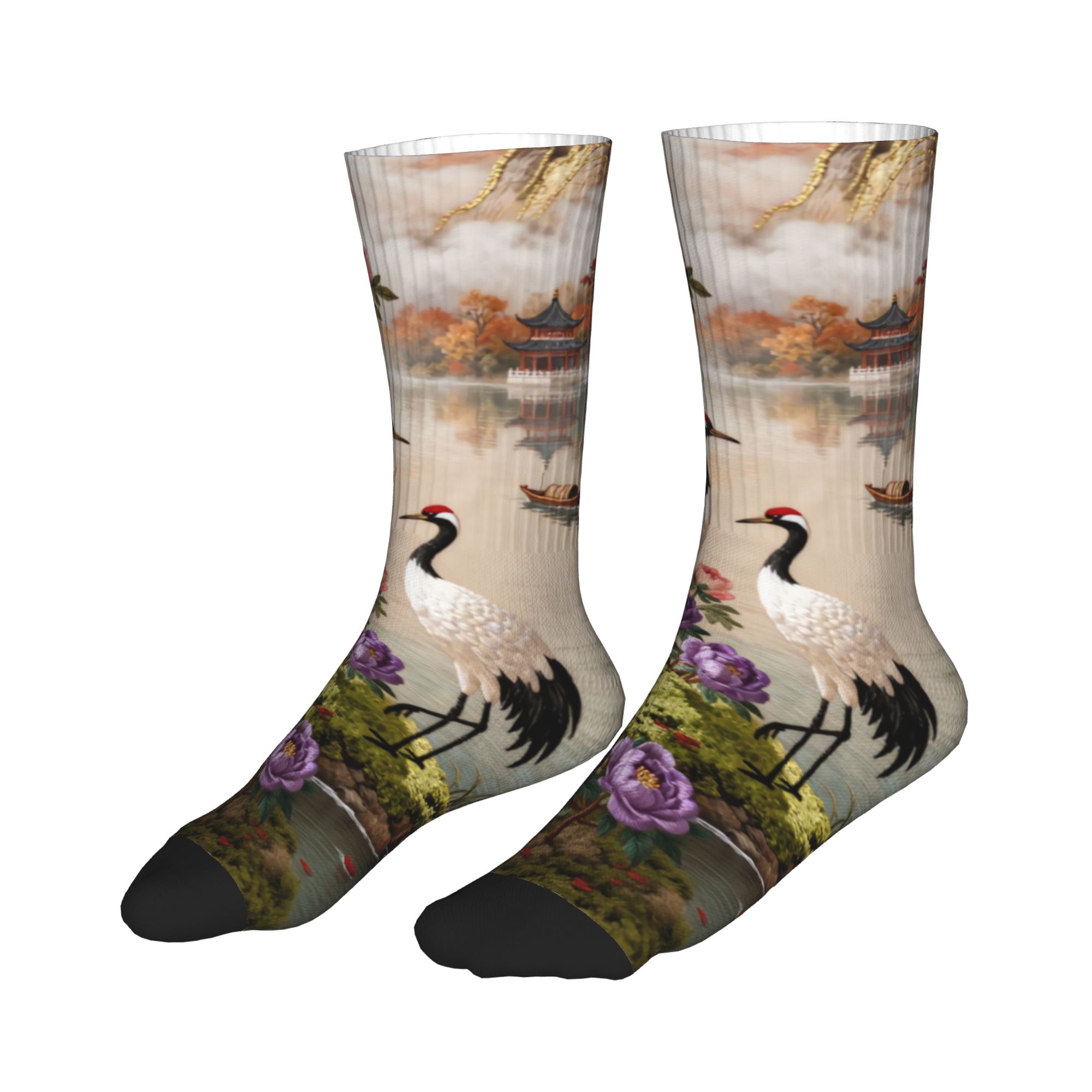 ถุงเท้าลายปักลายกุหลาบสี่ดอก ย - Embroidery Print บทวิจารณ์และราคา