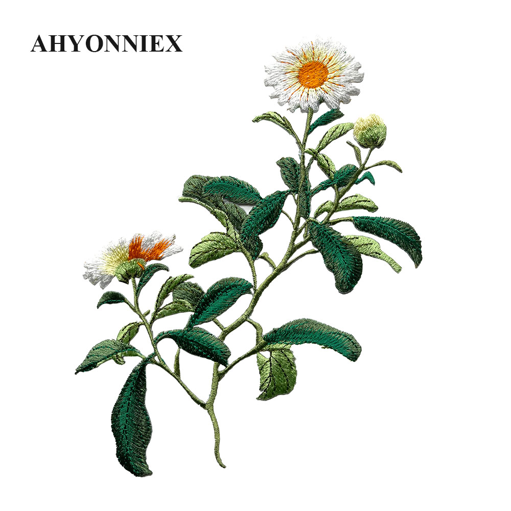 1 ชิ้นเหล็กบนแพทช์เย็บปักถักร้ - Embroidery Daisy Flower บทวิจารณ์และราคา