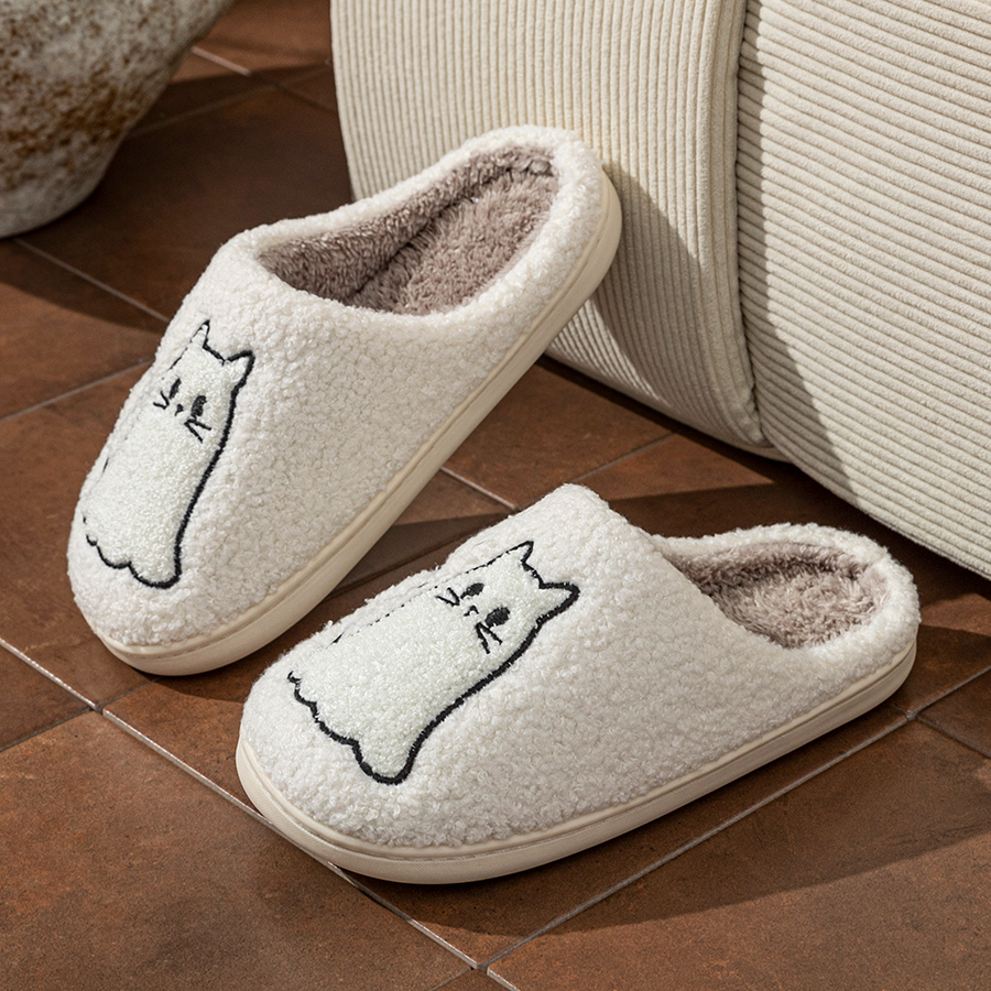 รองเท้าแตะผู้หญิงลายแมวน่ารัก  - Embroidery Print บทวิจารณ์และราคา