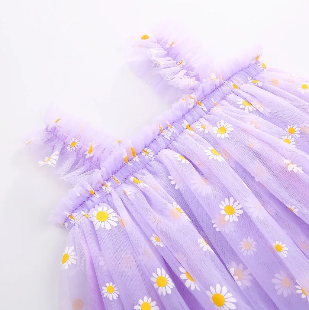 ชุดเดรสผ้าทูลสำหรับเด็กผู้หญิง - Embroidery Daisy Flower บทวิจารณ์และราคา