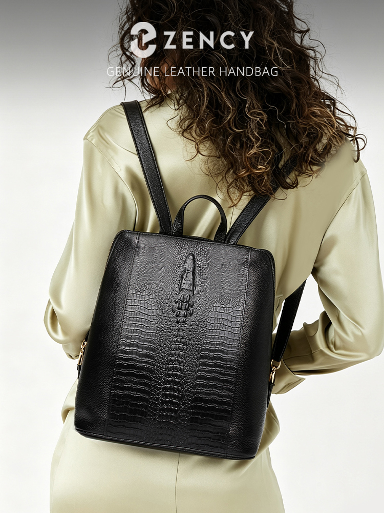 กระเป๋าเป้สะพายหลังหนังจระเข้ส - Embroidery On Leather บทวิจารณ์และราคา
